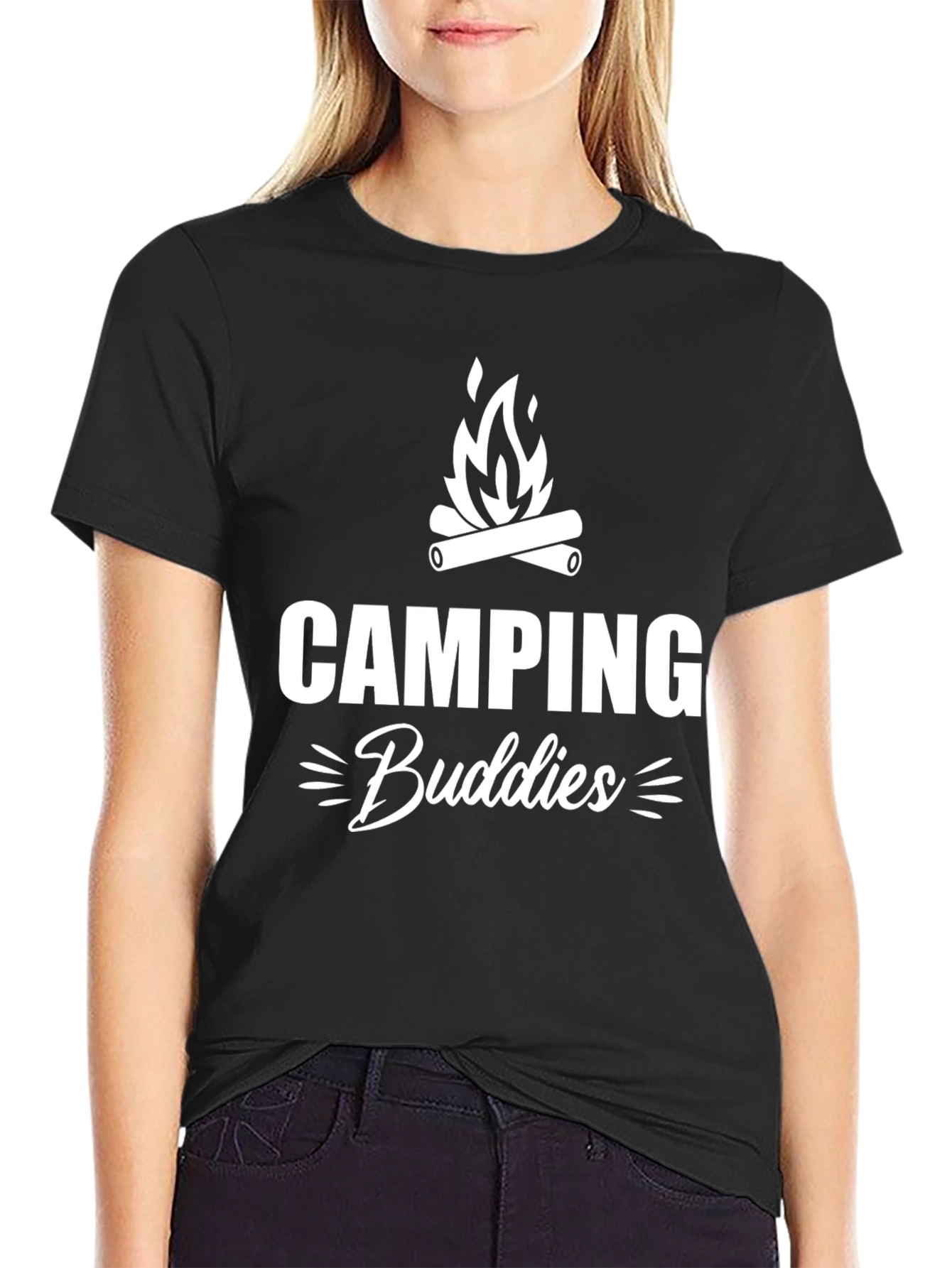 Camping Buddies Graphic T-Shirt - Black