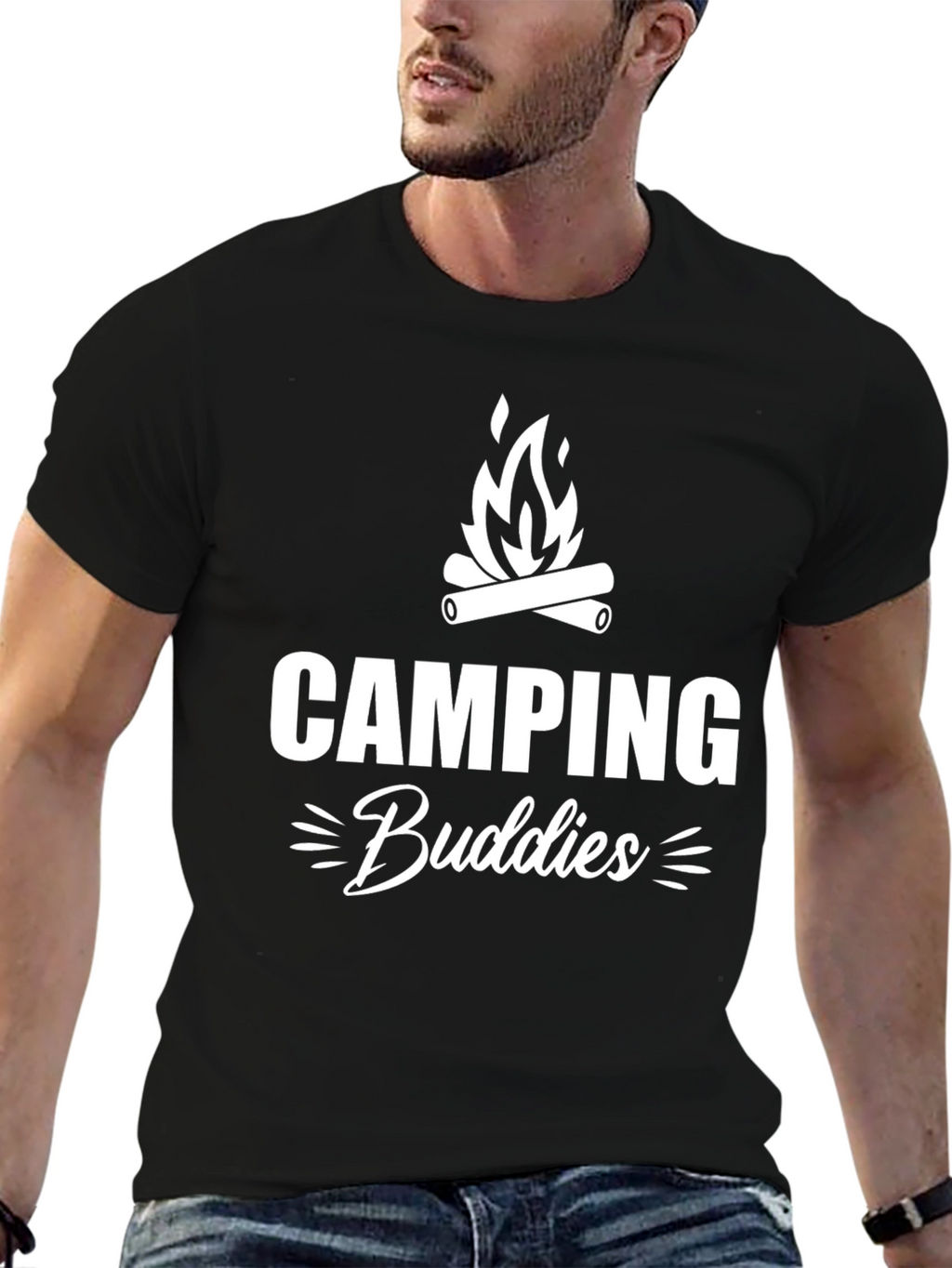 Camping Buddies Graphic T-Shirt - Black