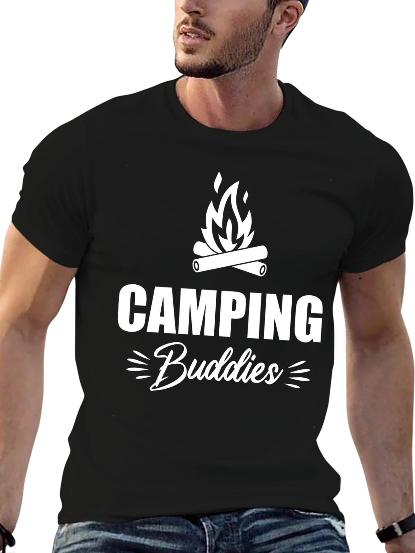 Camping Buddies Graphic T-Shirt - Black