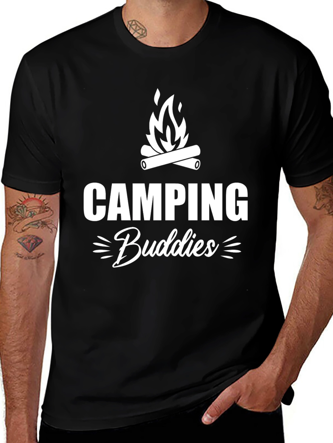 Camping Buddies Graphic T-Shirt - Black