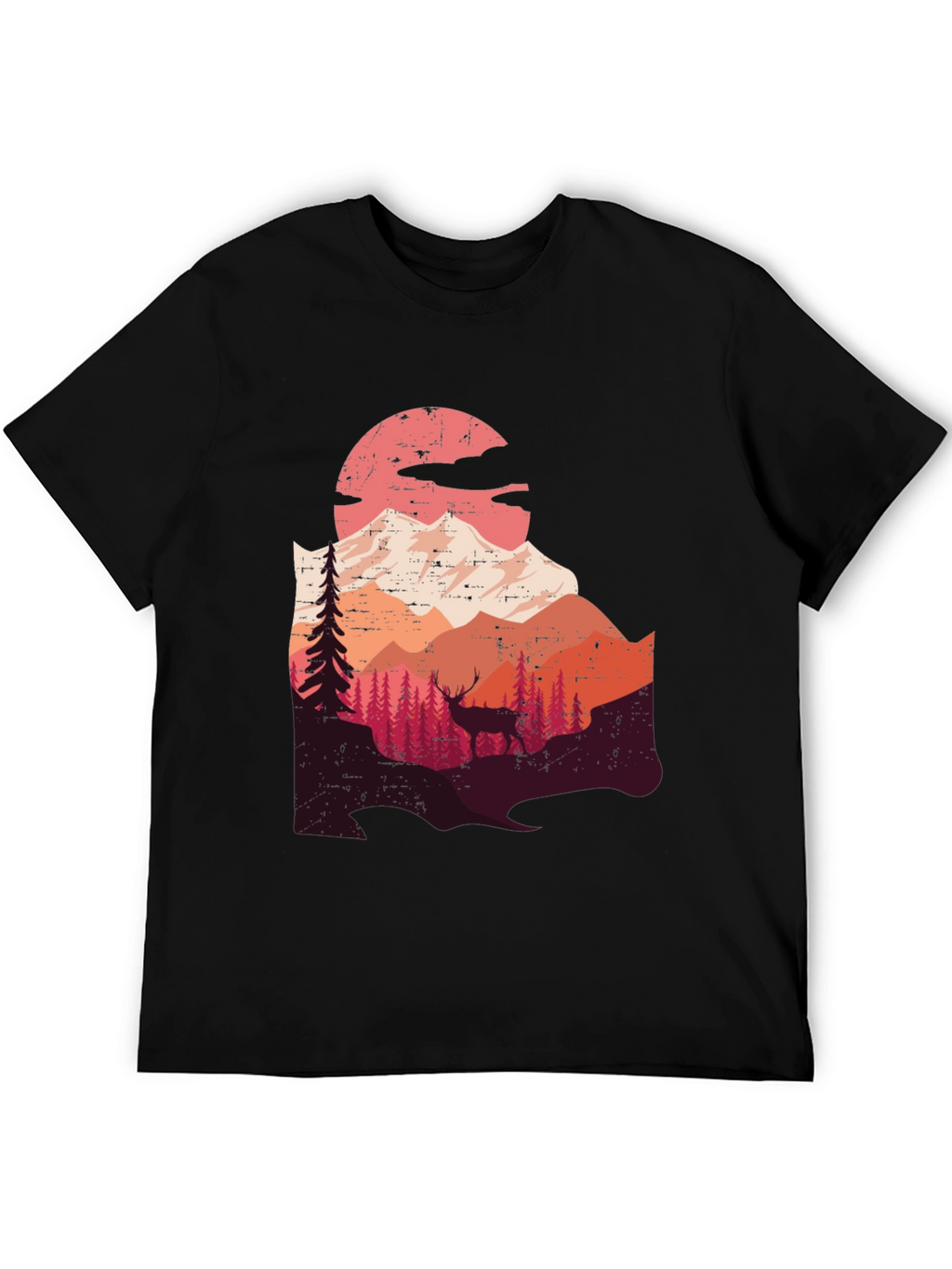 Mountain Deer Graphic Tee - Nature Lovers T-Shirt
