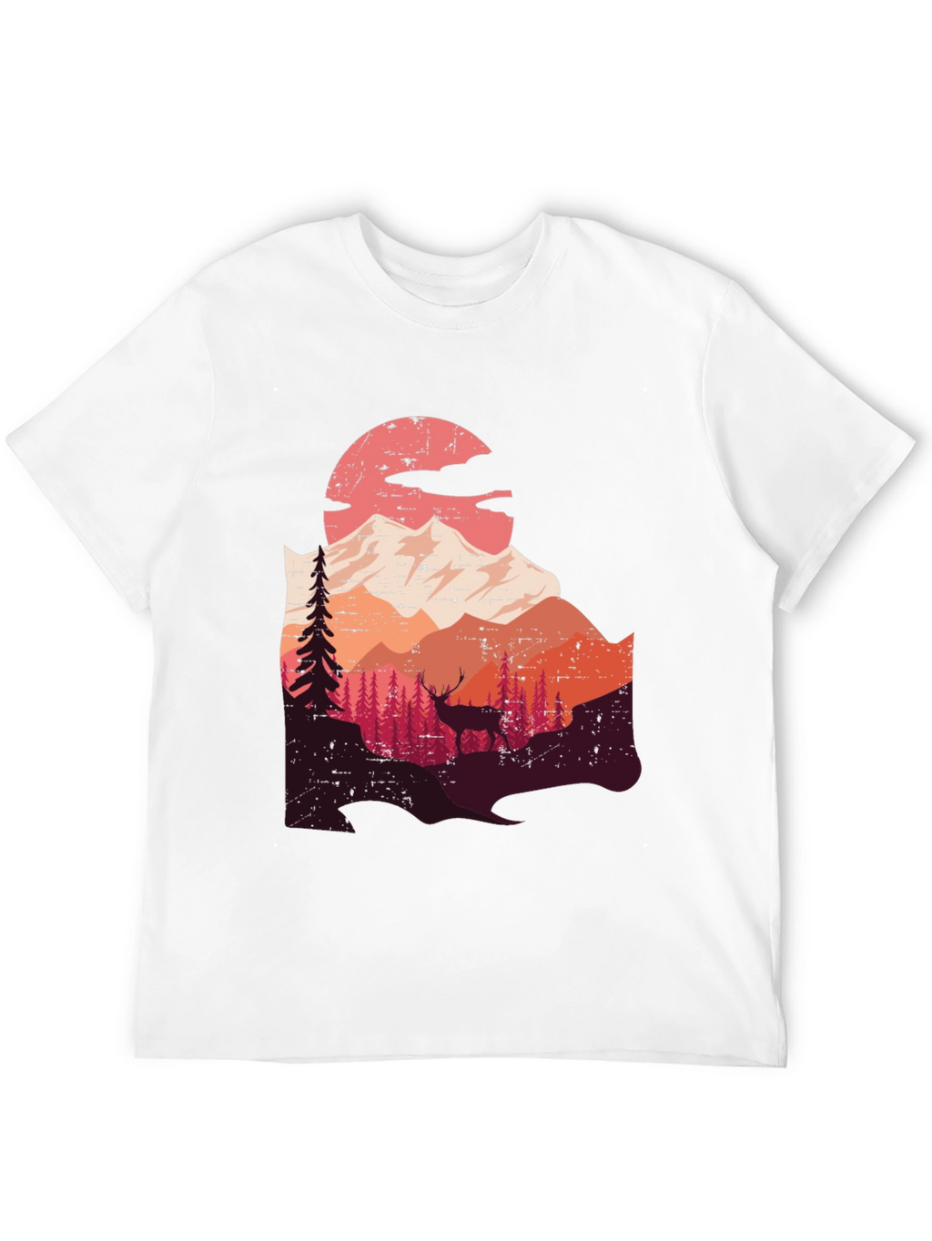 Mountain Deer Graphic Tee - Nature Lovers T-Shirt