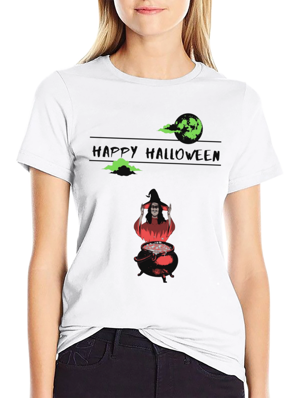 Halloween Witch Cauldron Graphic Tee - Spooky Season Shirt