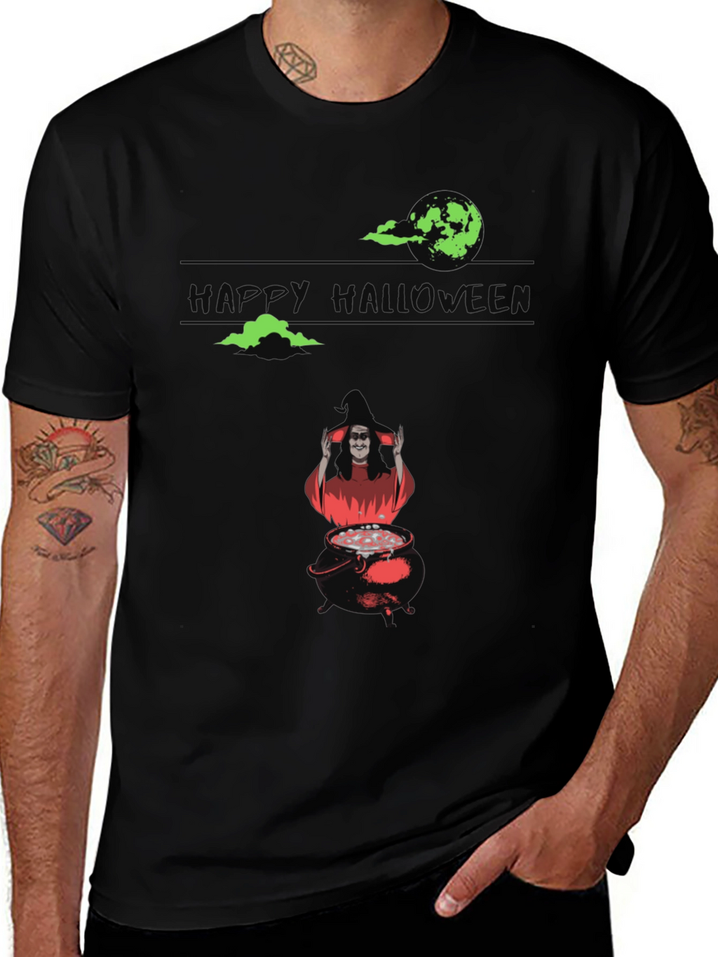 Halloween Witch Cauldron Graphic Tee - Spooky Season Shirt