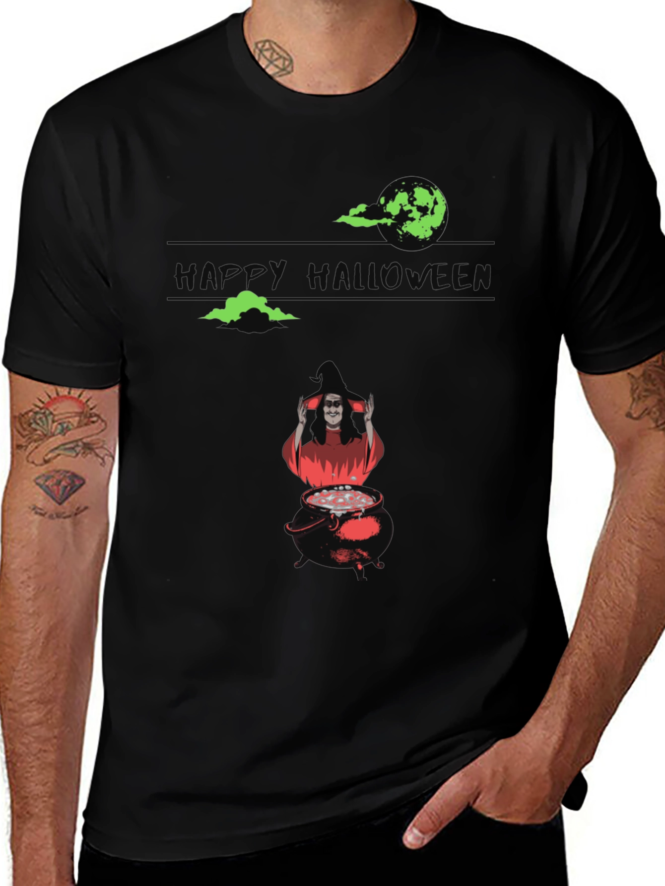 Halloween Witch Cauldron Graphic Tee - Spooky Season Shirt
