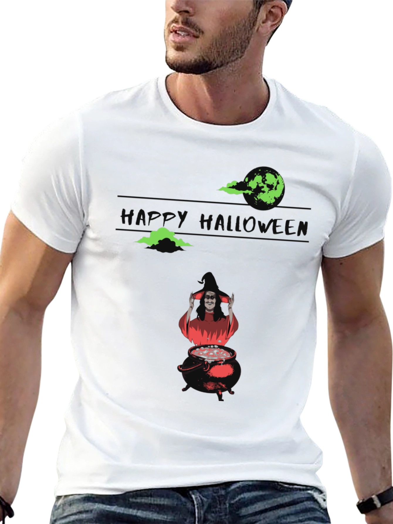 Halloween Witch Cauldron Graphic Tee - Spooky Season Shirt