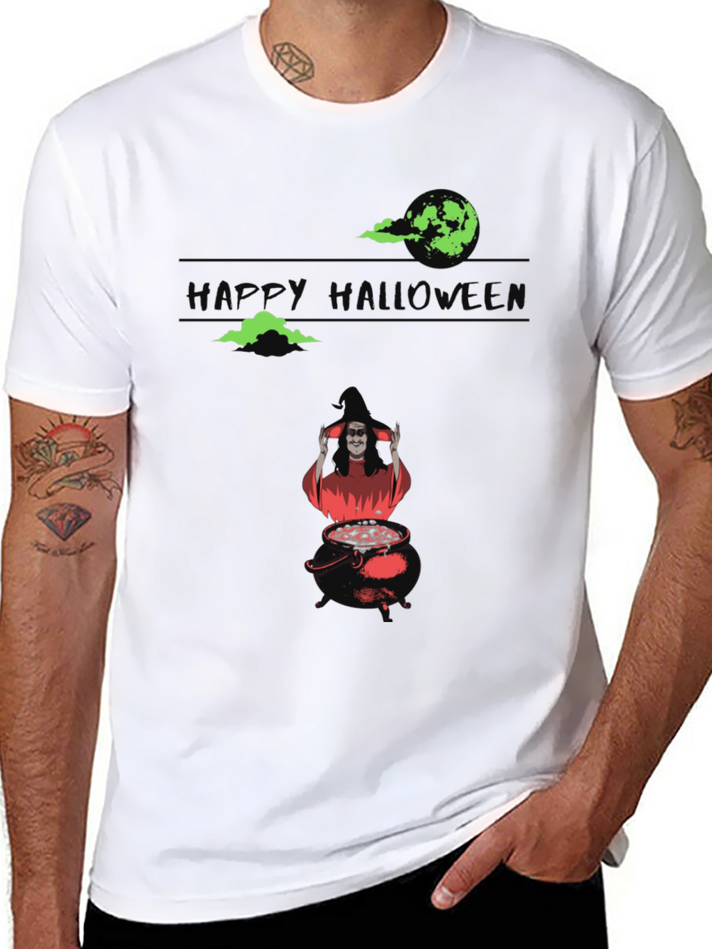 Halloween Witch Cauldron Graphic Tee - Spooky Season Shirt