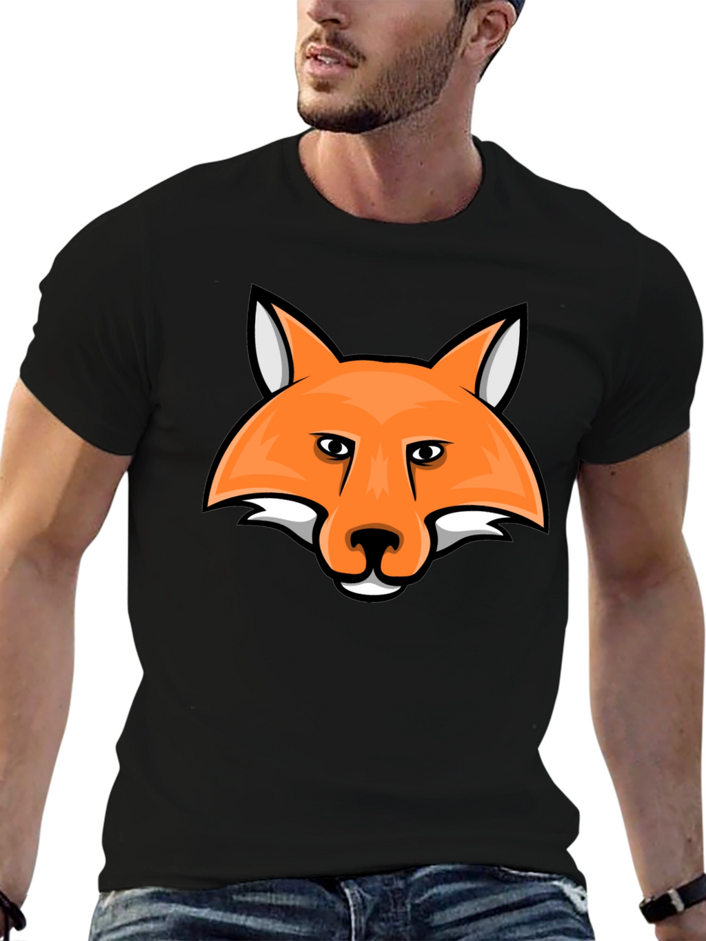 Fox Head Graphic Tee - Black Cotton T-Shirt