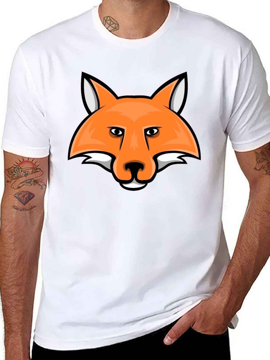Fox Head Graphic Tee - Black Cotton T-Shirt