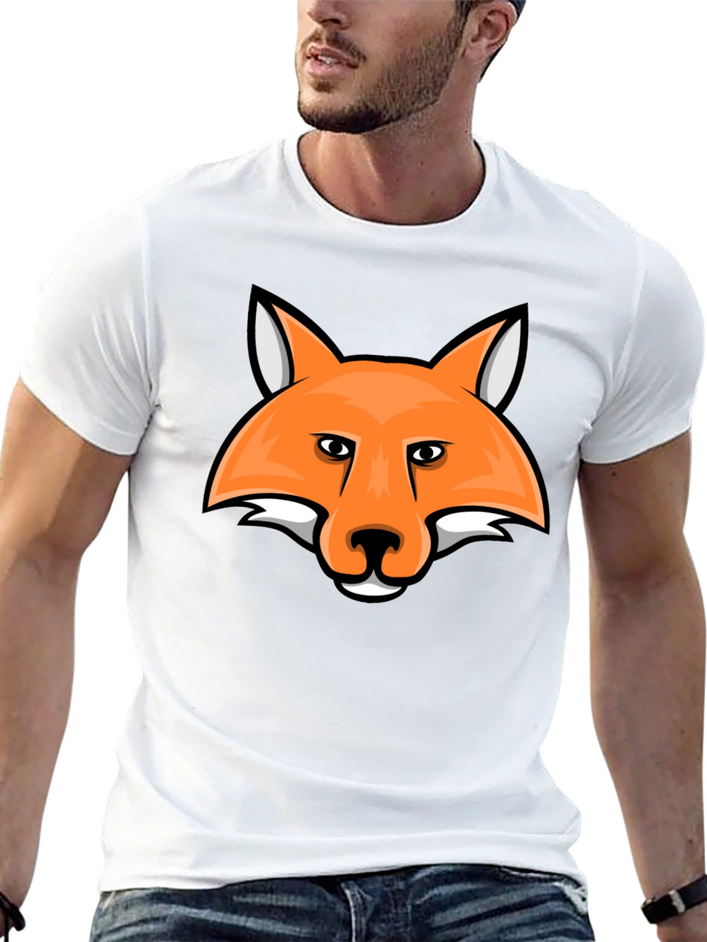 Fox Head Graphic Tee - Black Cotton T-Shirt