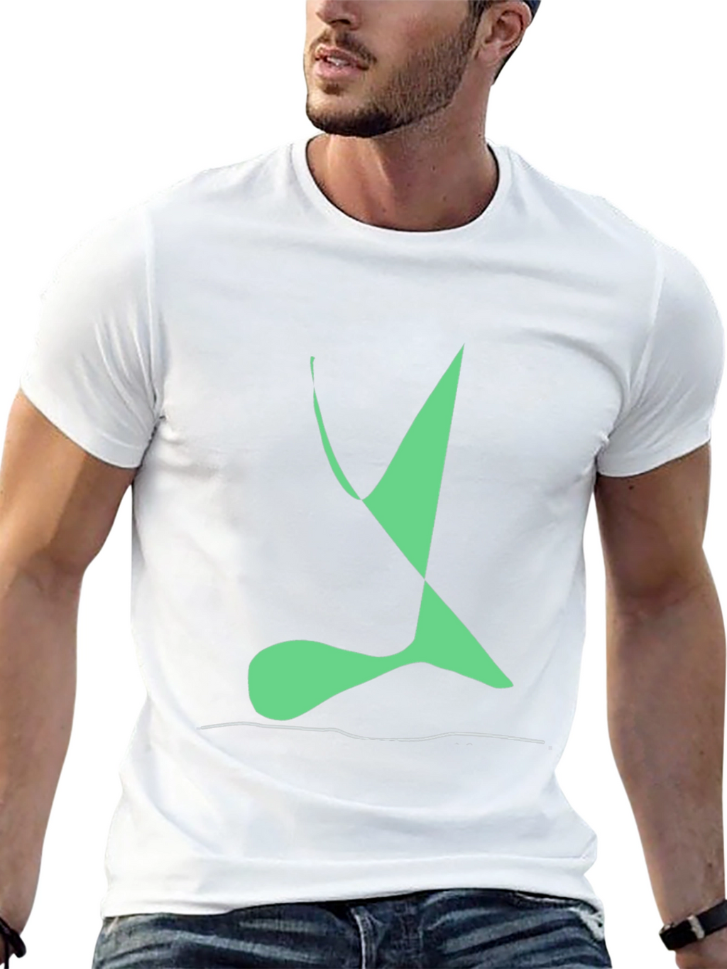 Abstract Green Design Black T-Shirt