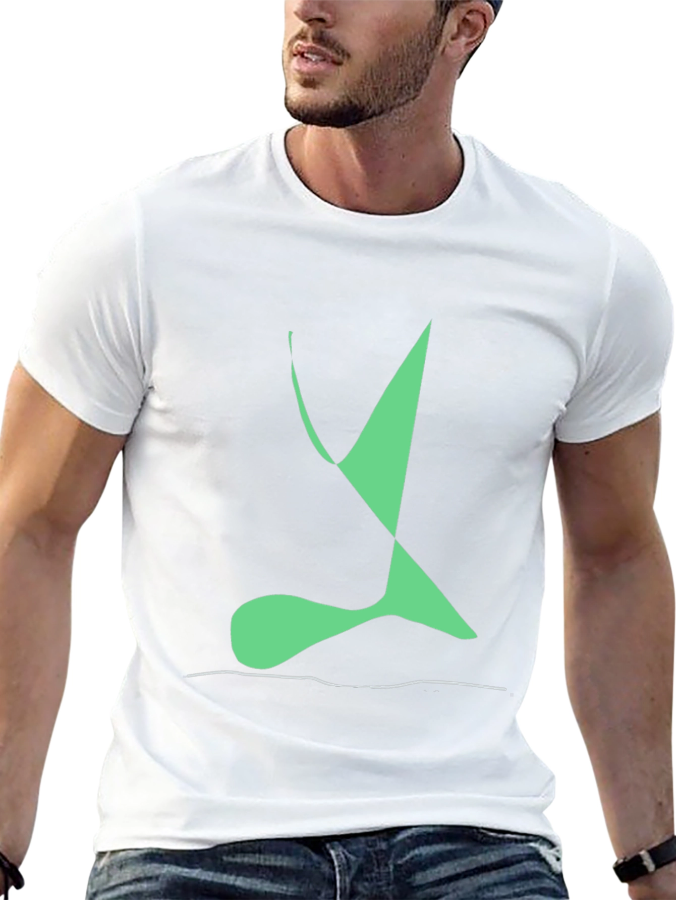 Abstract Green Design Black T-Shirt