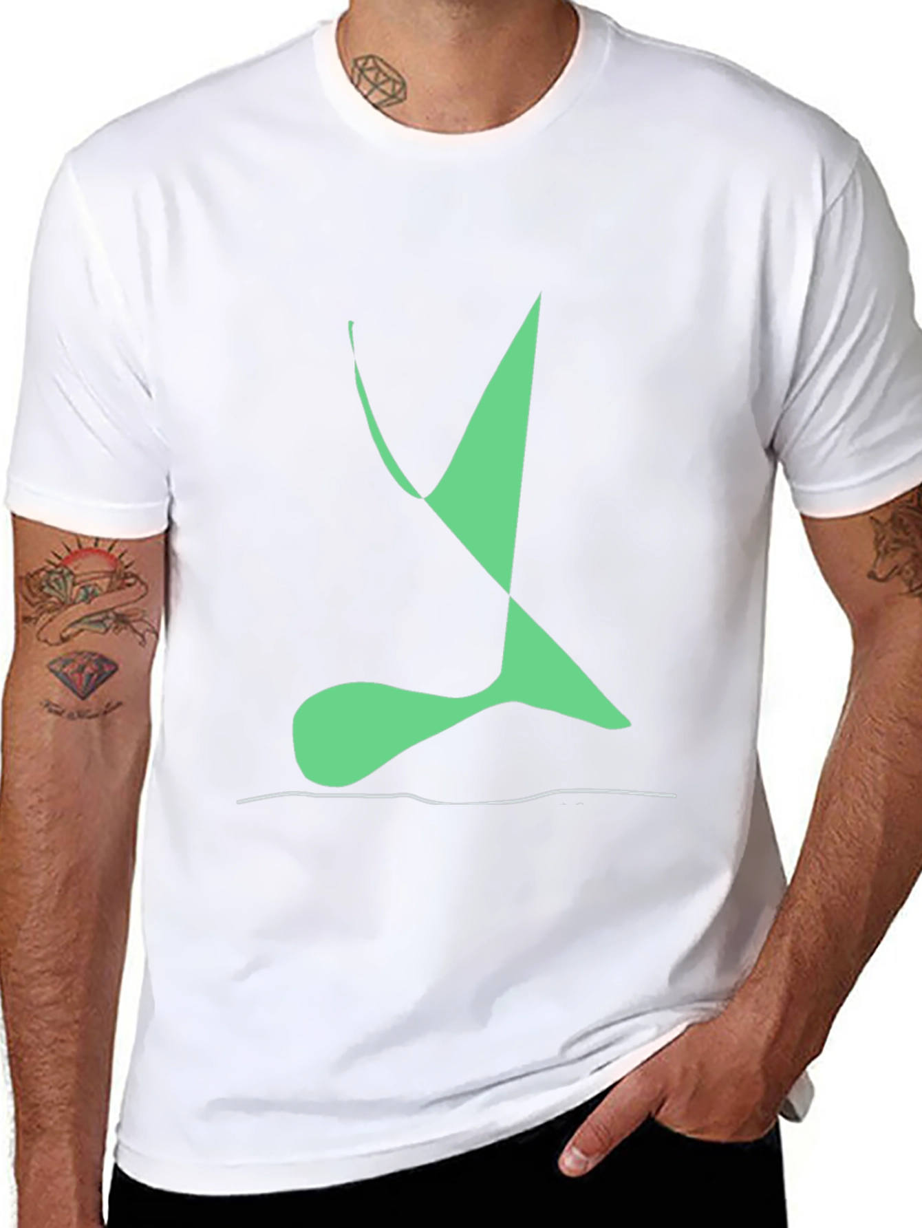 Abstract Green Design Black T-Shirt