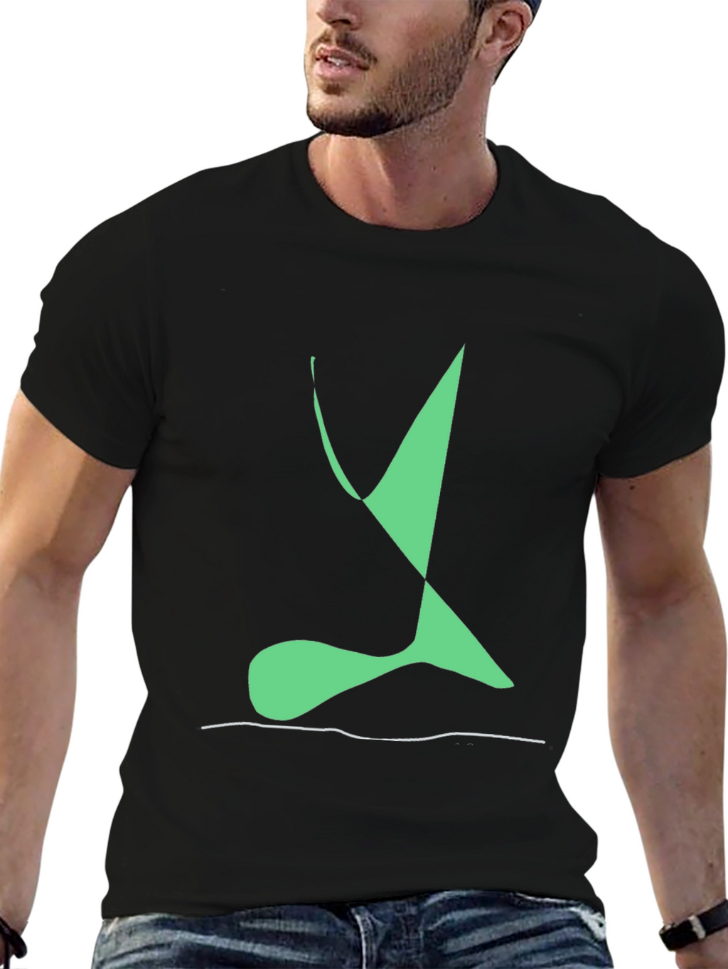 Abstract Green Design Black T-Shirt