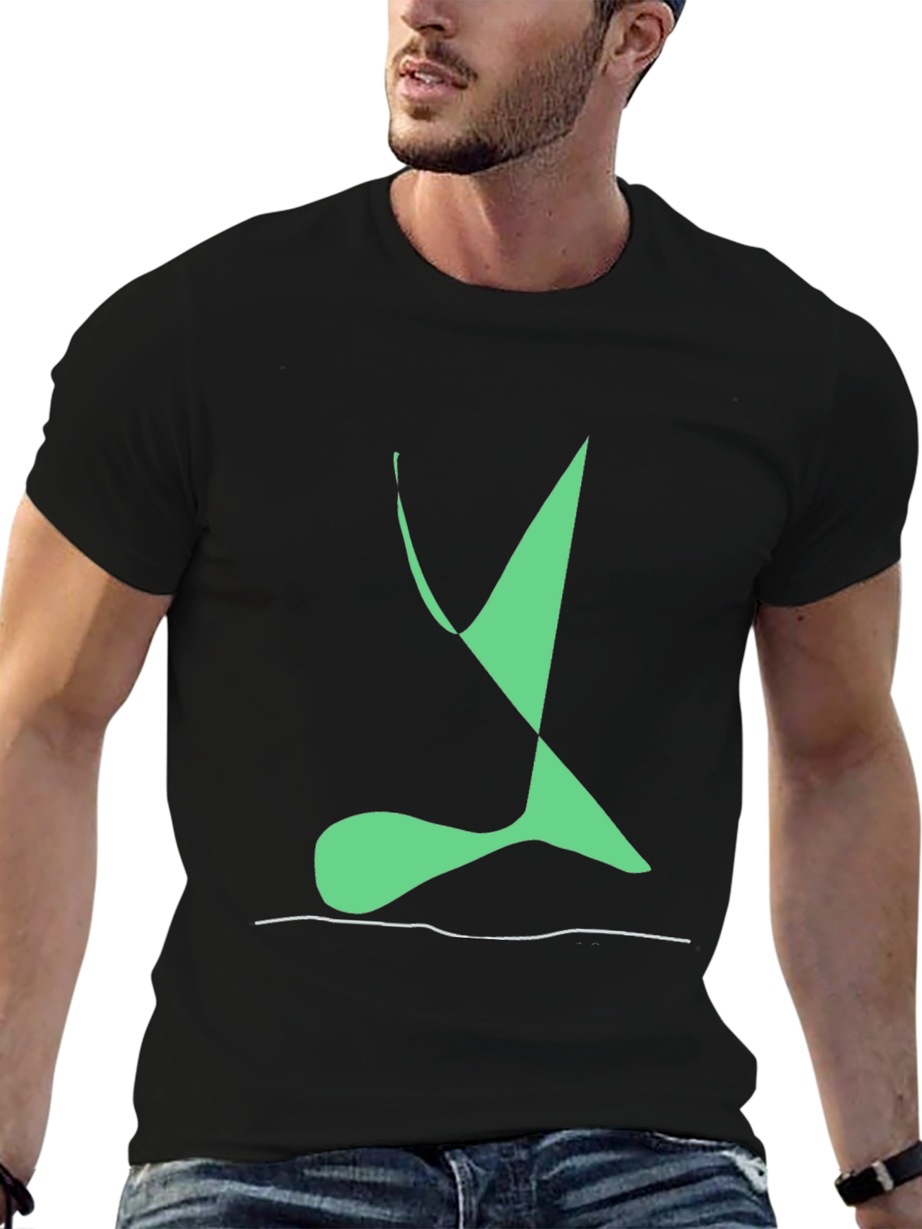 Abstract Green Design Black T-Shirt