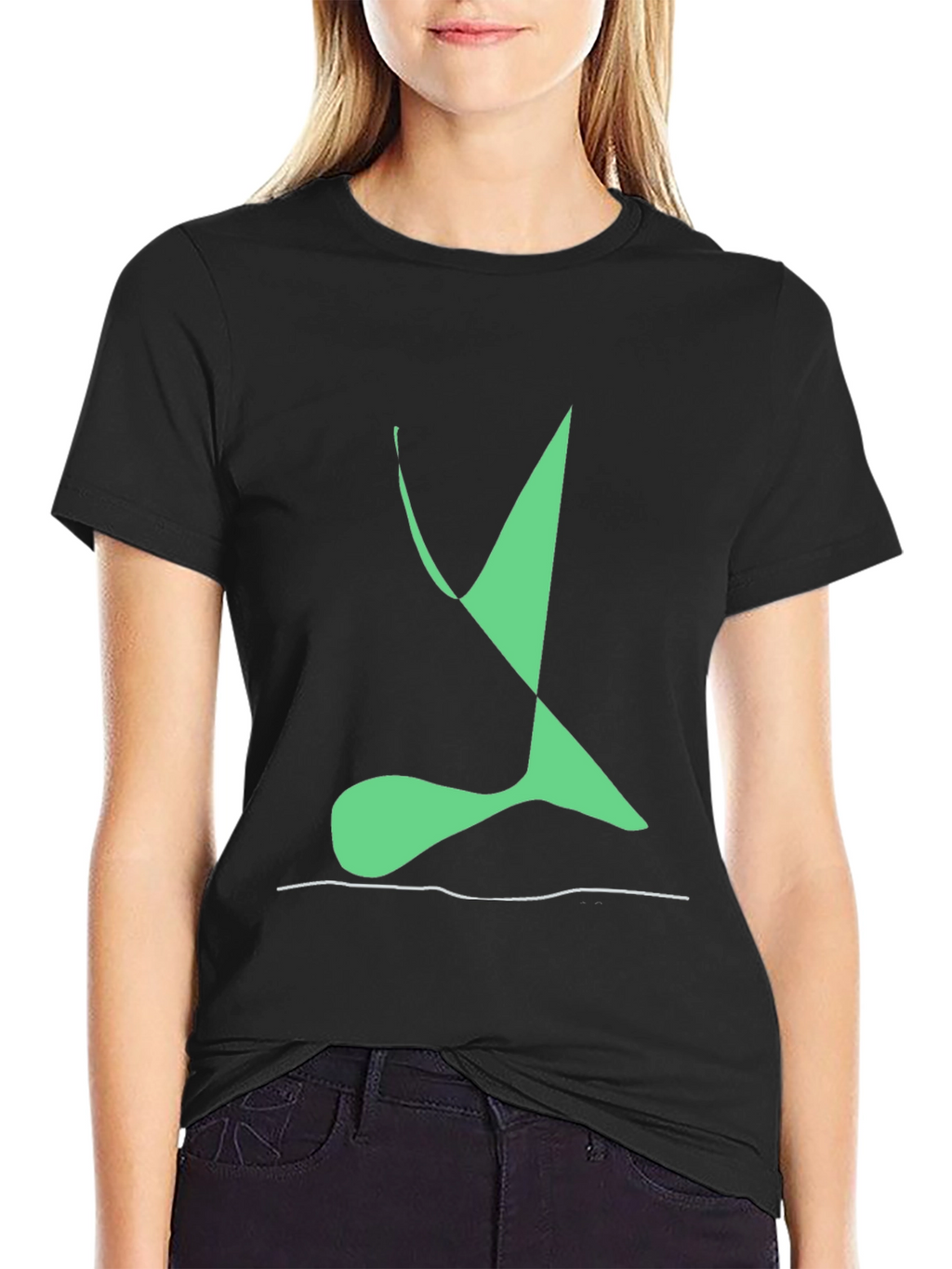 Abstract Green Design Black T-Shirt
