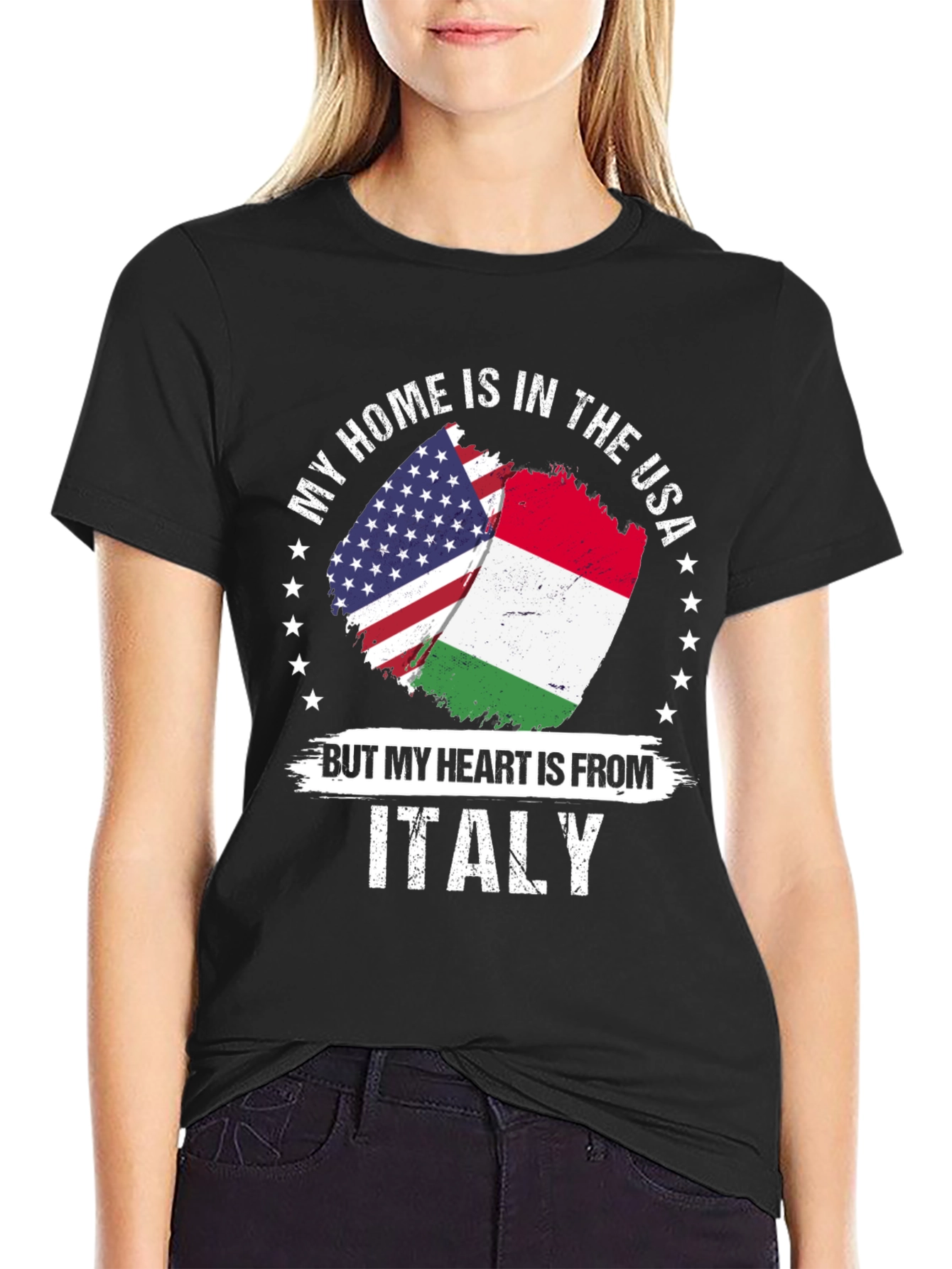 USA & Italy Pride T-Shirt - My Home is in The USA