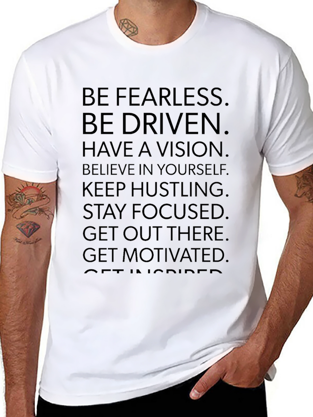 Motivational Graphic Print Tee - Be Fearless Be Driven