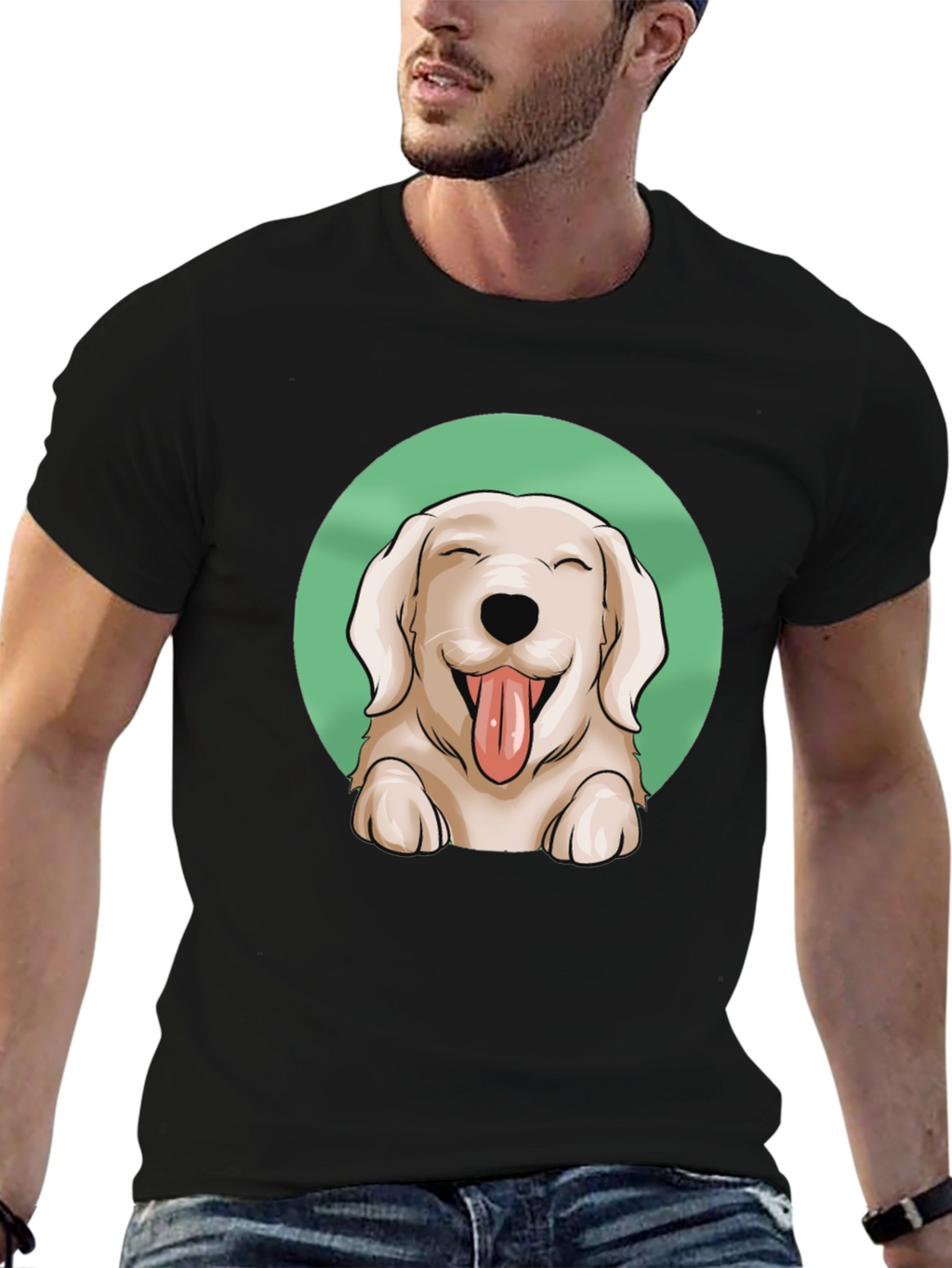 Dog Lover T-Shirt - Happy Golden Retriever Graphic Tee