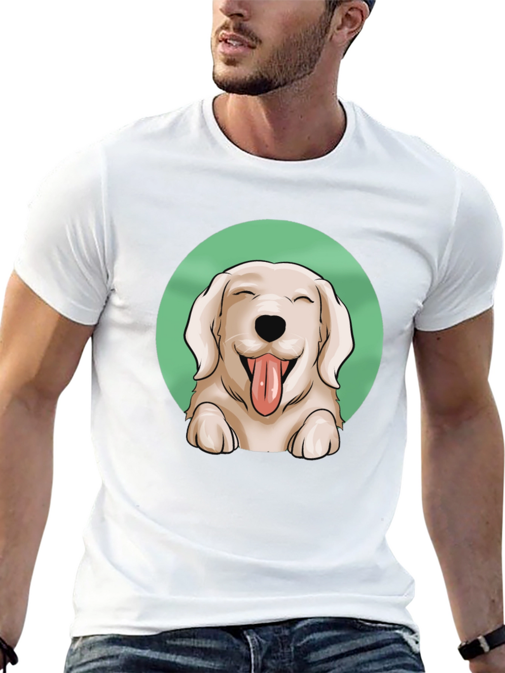 Dog Lover T-Shirt - Happy Golden Retriever Graphic Tee