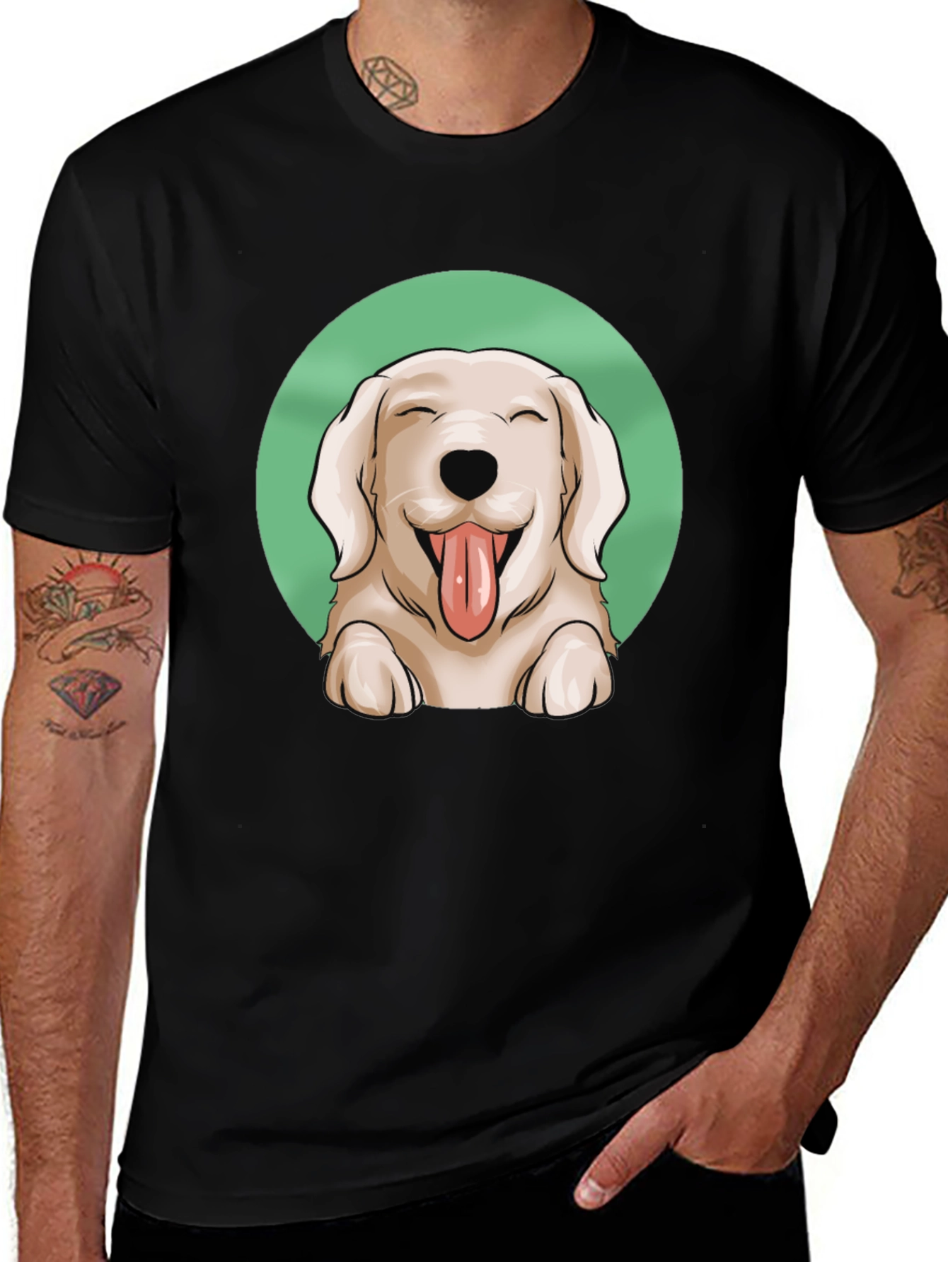 Dog Lover T-Shirt - Happy Golden Retriever Graphic Tee