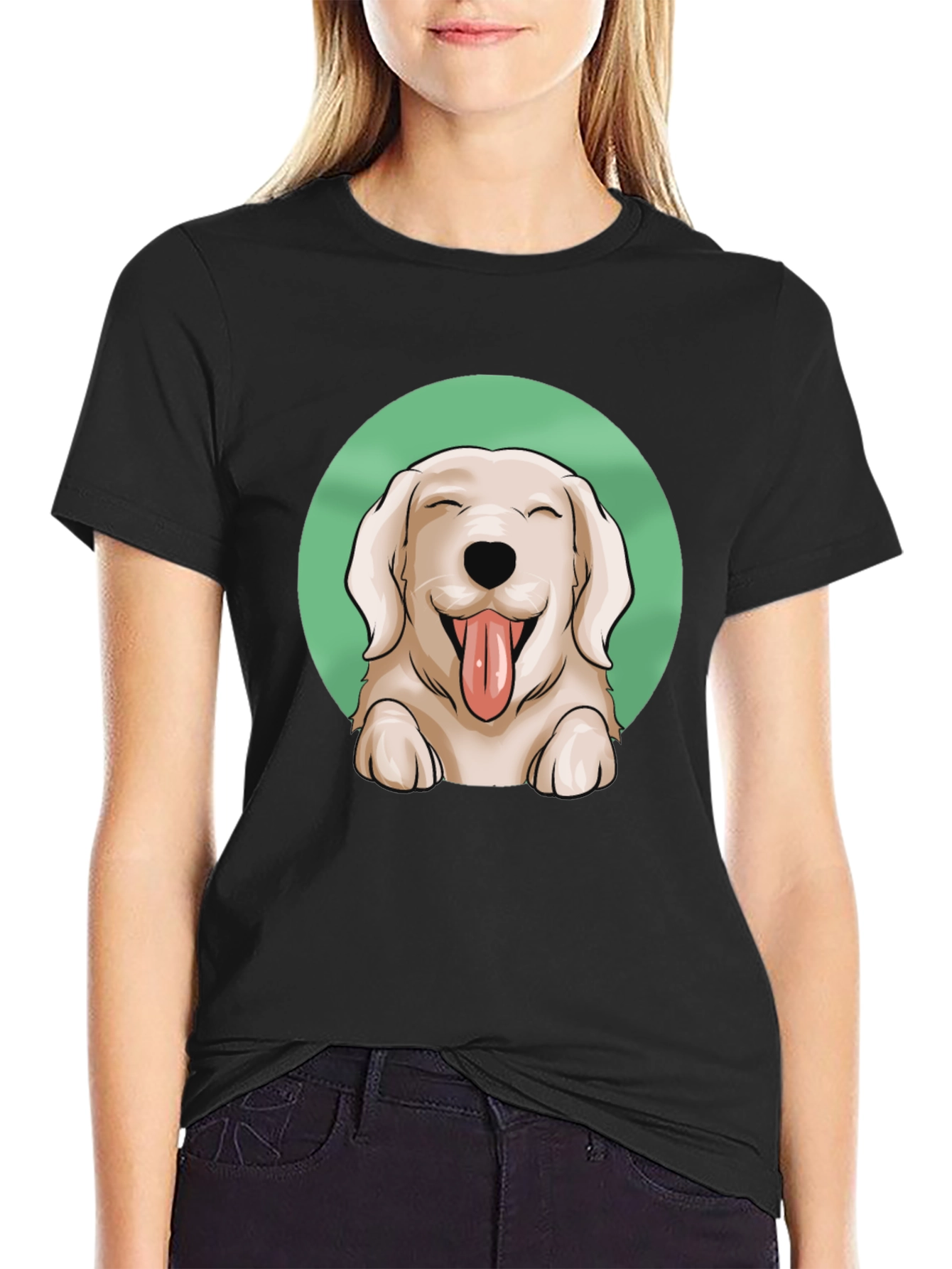 Dog Lover T-Shirt - Happy Golden Retriever Graphic Tee