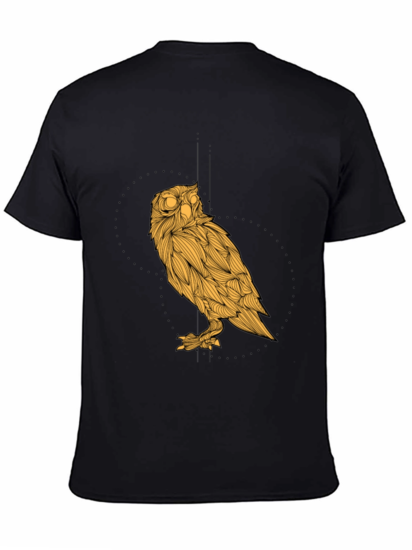 Mens Black T-Shirt with Golden Owl Graphic