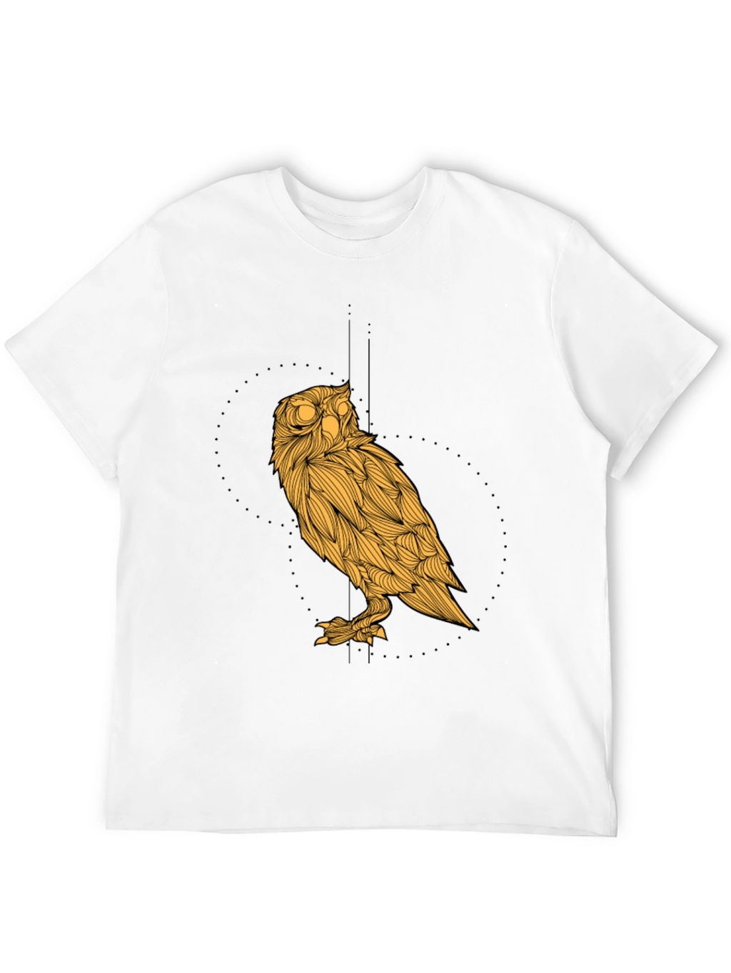 Mens Black T-Shirt with Golden Owl Graphic