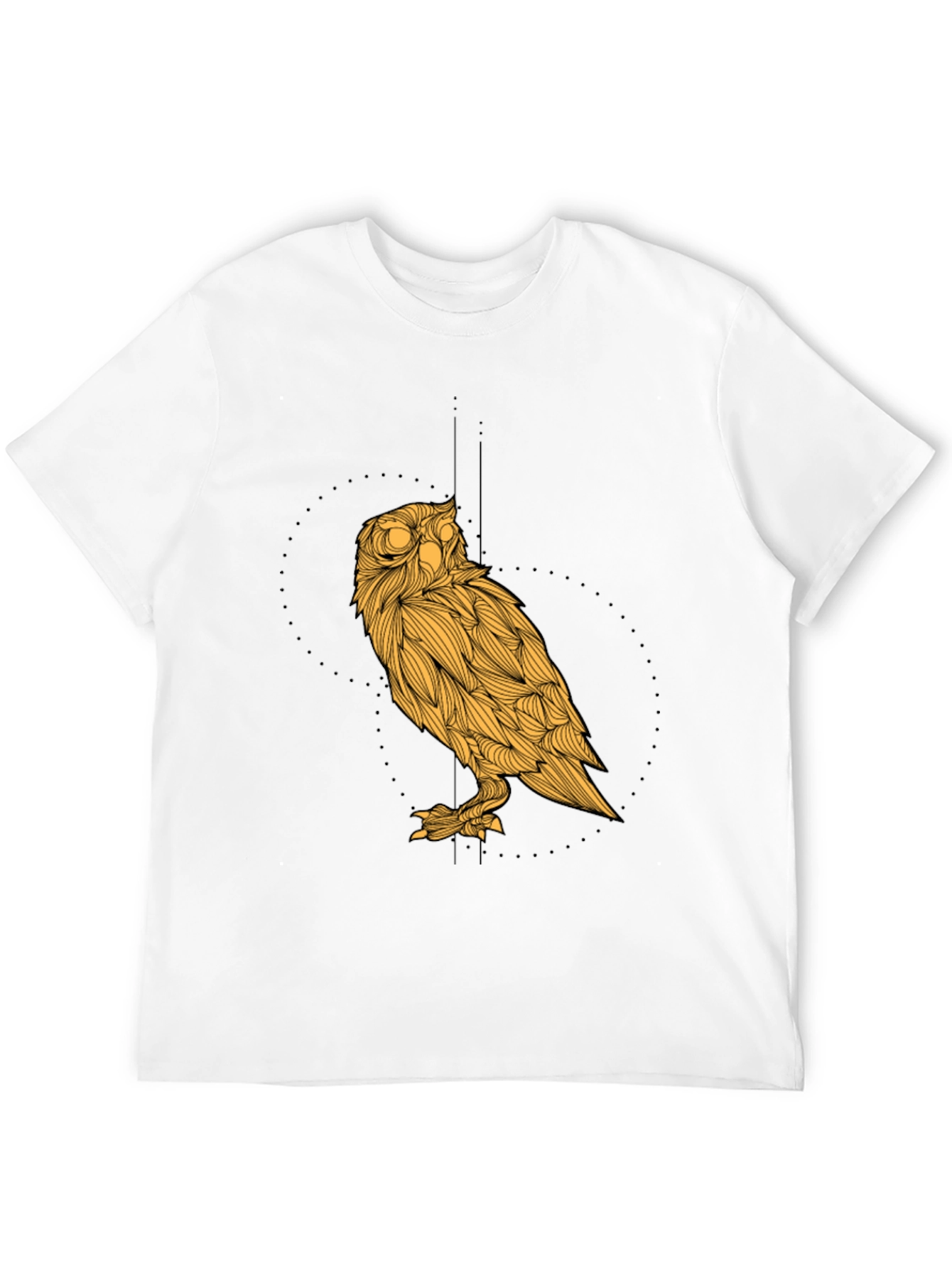 Mens Black T-Shirt with Golden Owl Graphic