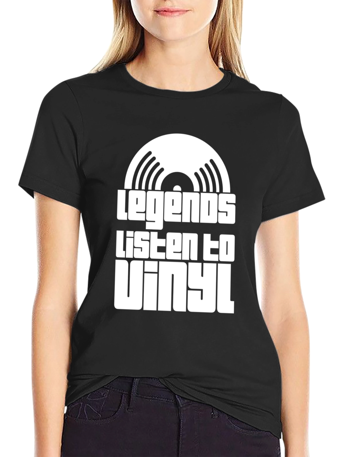 Legends Listen to Vinyl Black Graphic Tee