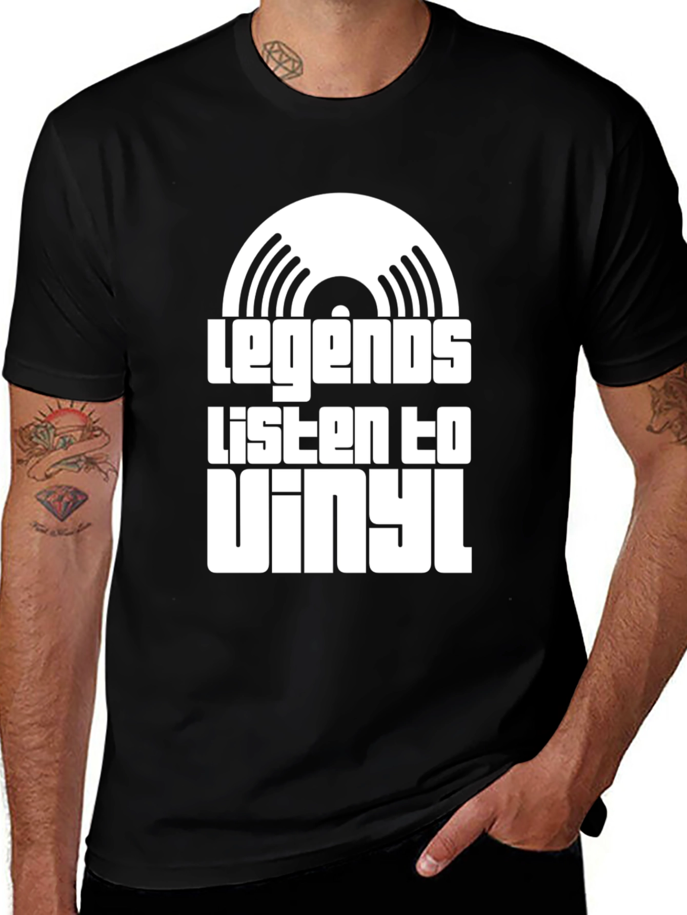 Legends Listen to Vinyl Black Graphic Tee