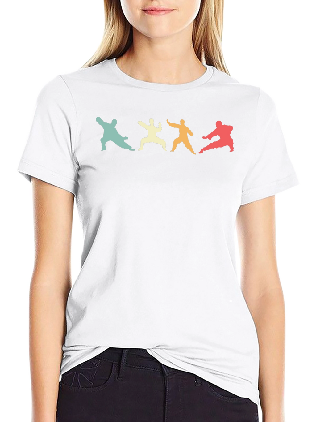 Retro Martial Arts Silhouette Black T-Shirt