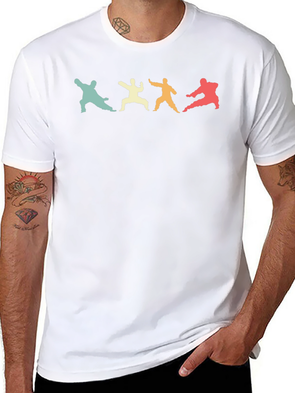 Retro Martial Arts Silhouette Black T-Shirt