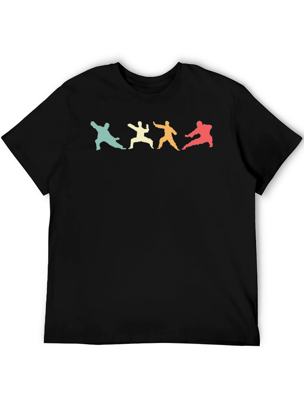 Retro Martial Arts Silhouette Black T-Shirt