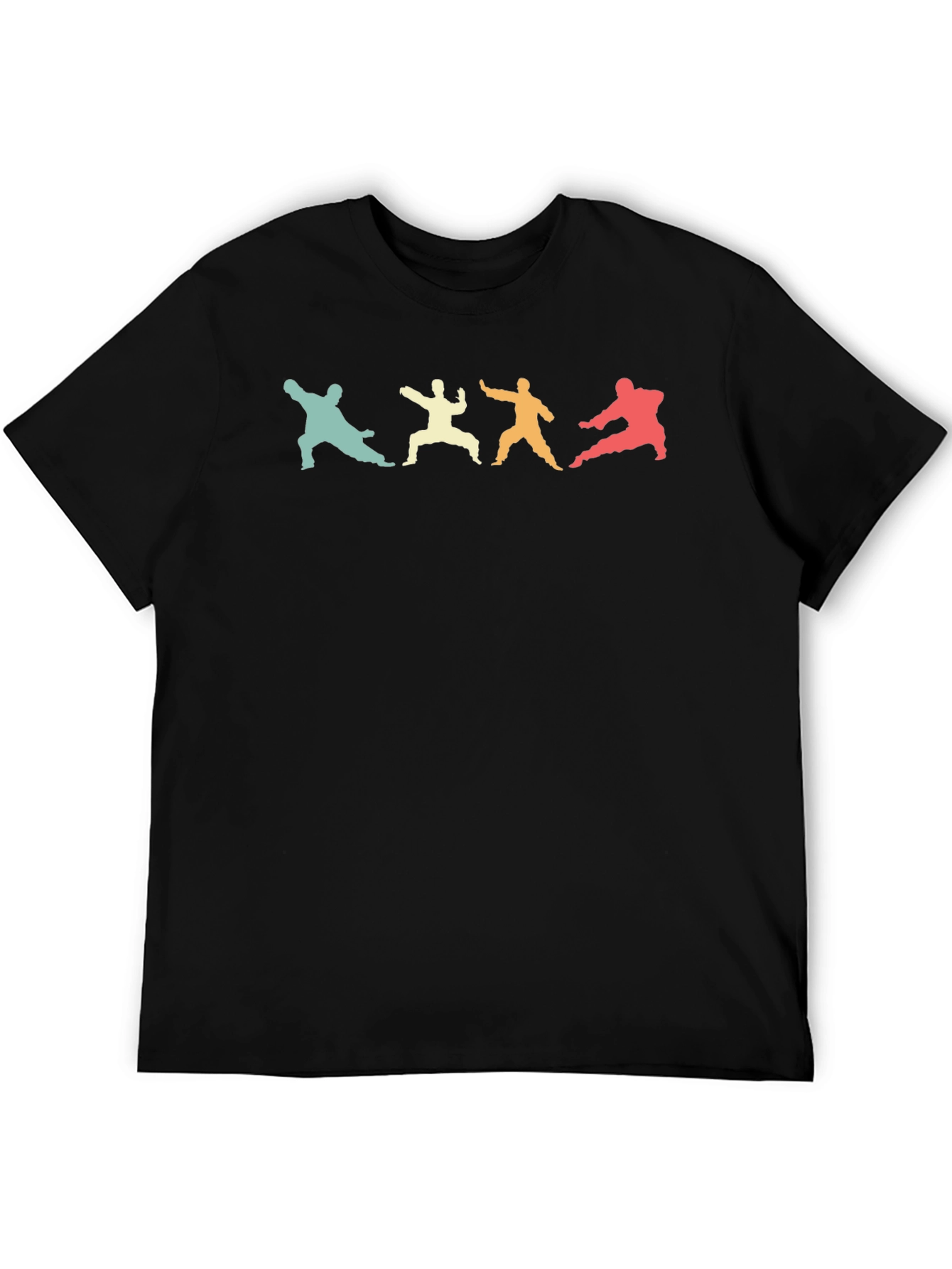 Retro Martial Arts Silhouette Black T-Shirt