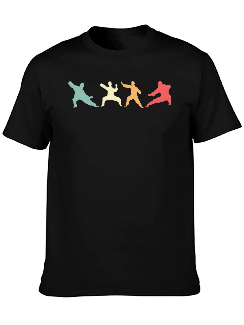 Retro Martial Arts Silhouette Black T-Shirt