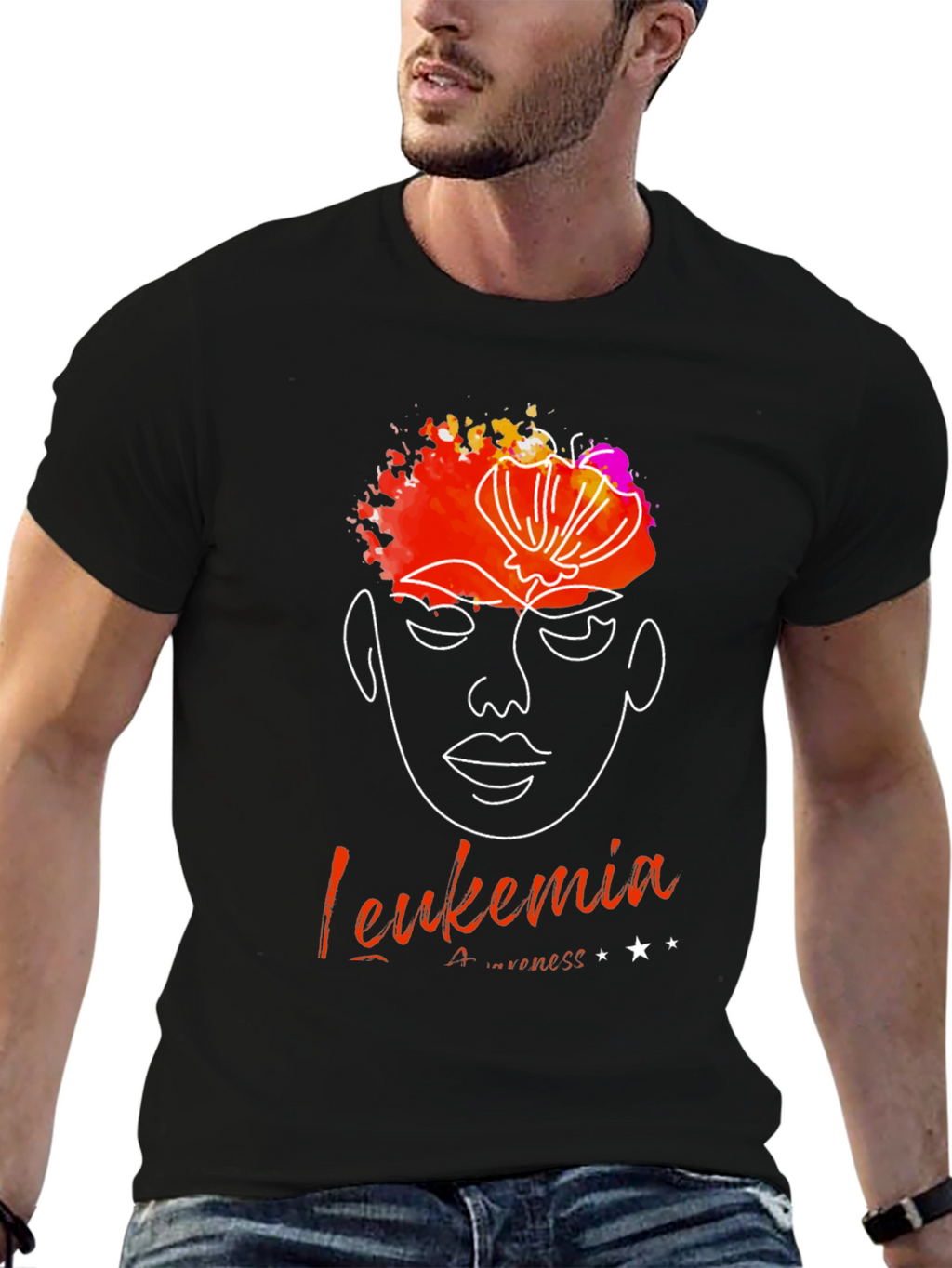 Leukemia Awareness T-Shirt - Abstract Face Design