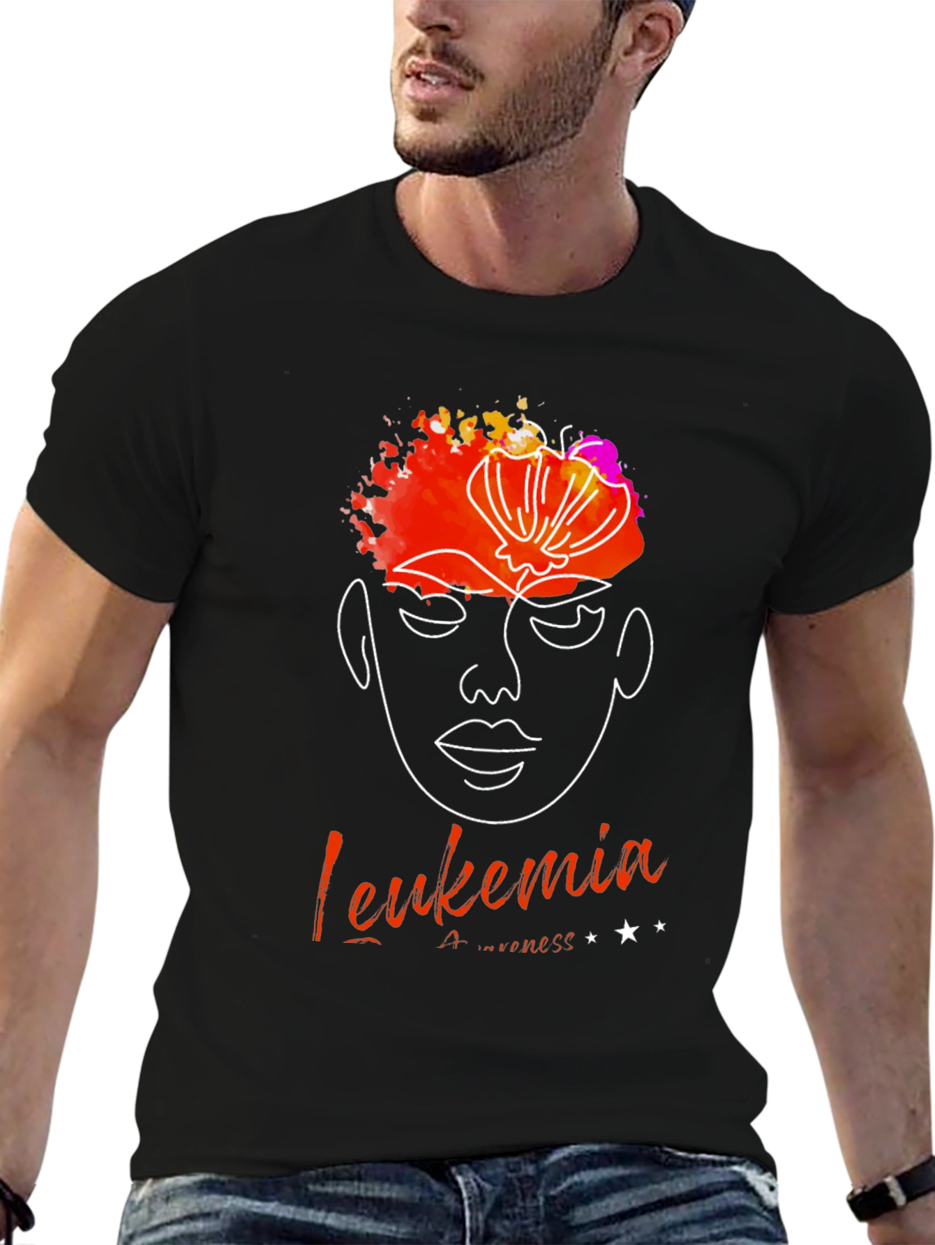 Leukemia Awareness T-Shirt - Abstract Face Design