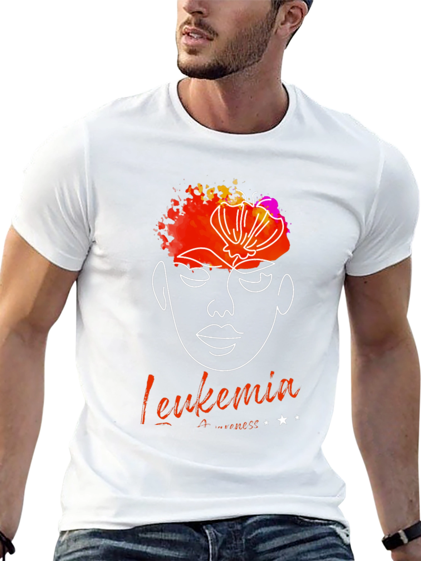 Leukemia Awareness T-Shirt - Abstract Face Design