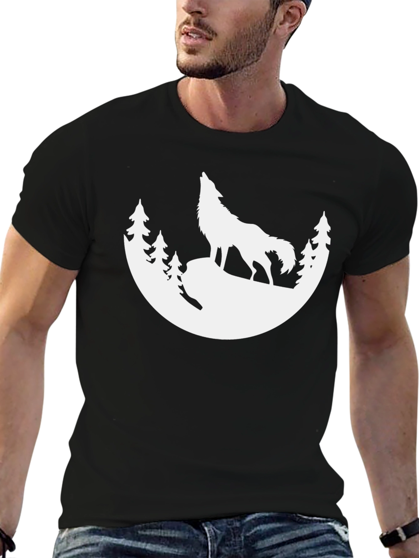 Wolf Silhouette T-Shirt - Black Graphic Tee