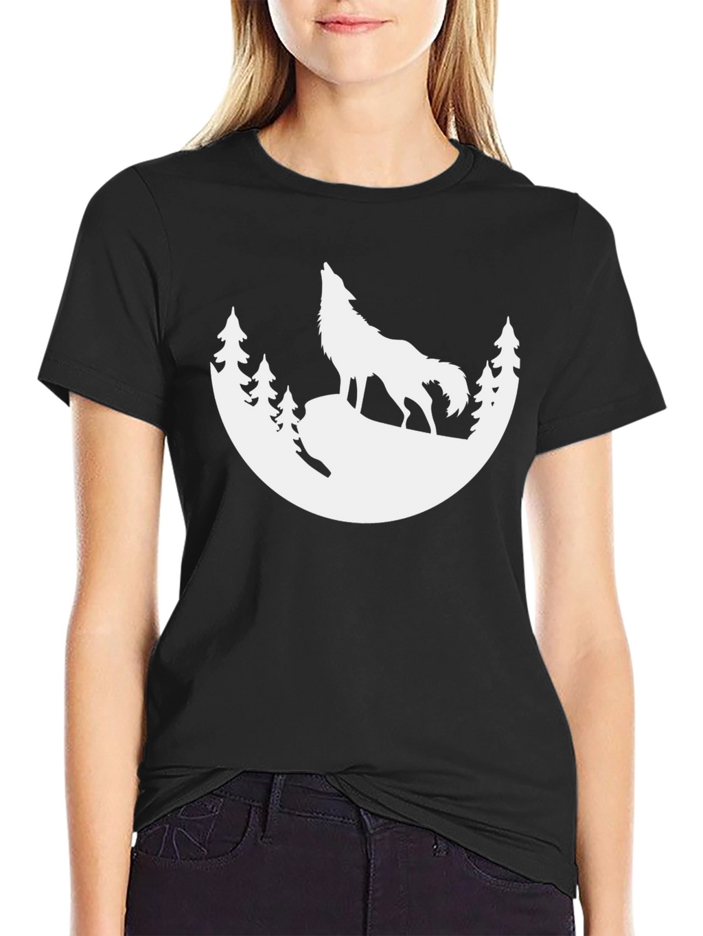 Wolf Silhouette T-Shirt - Black Graphic Tee