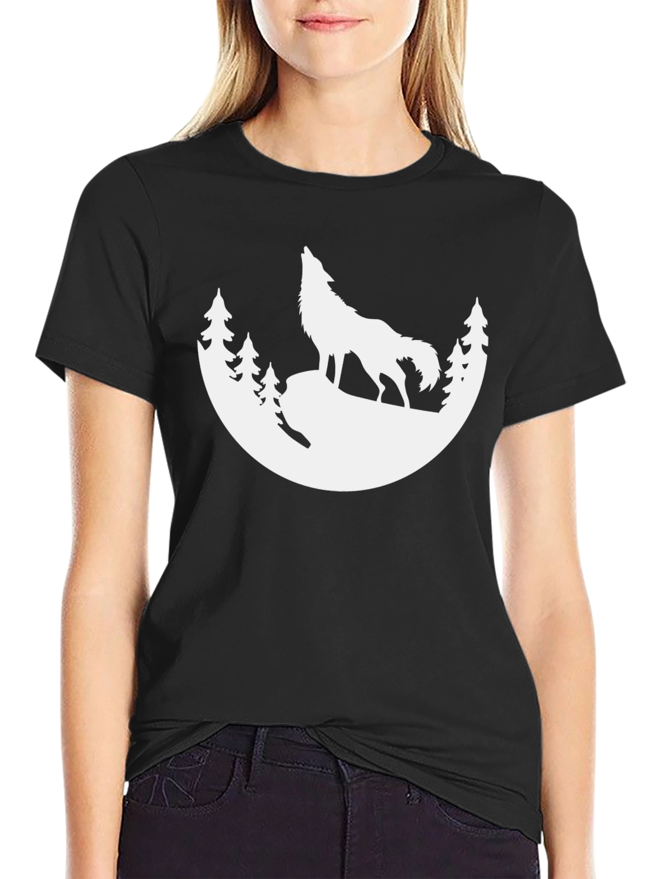 Wolf Silhouette T-Shirt - Black Graphic Tee