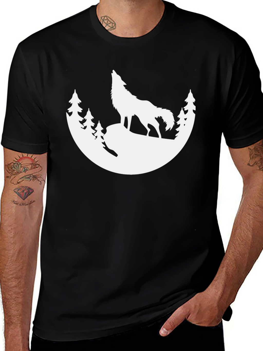 Wolf Silhouette T-Shirt - Black Graphic Tee