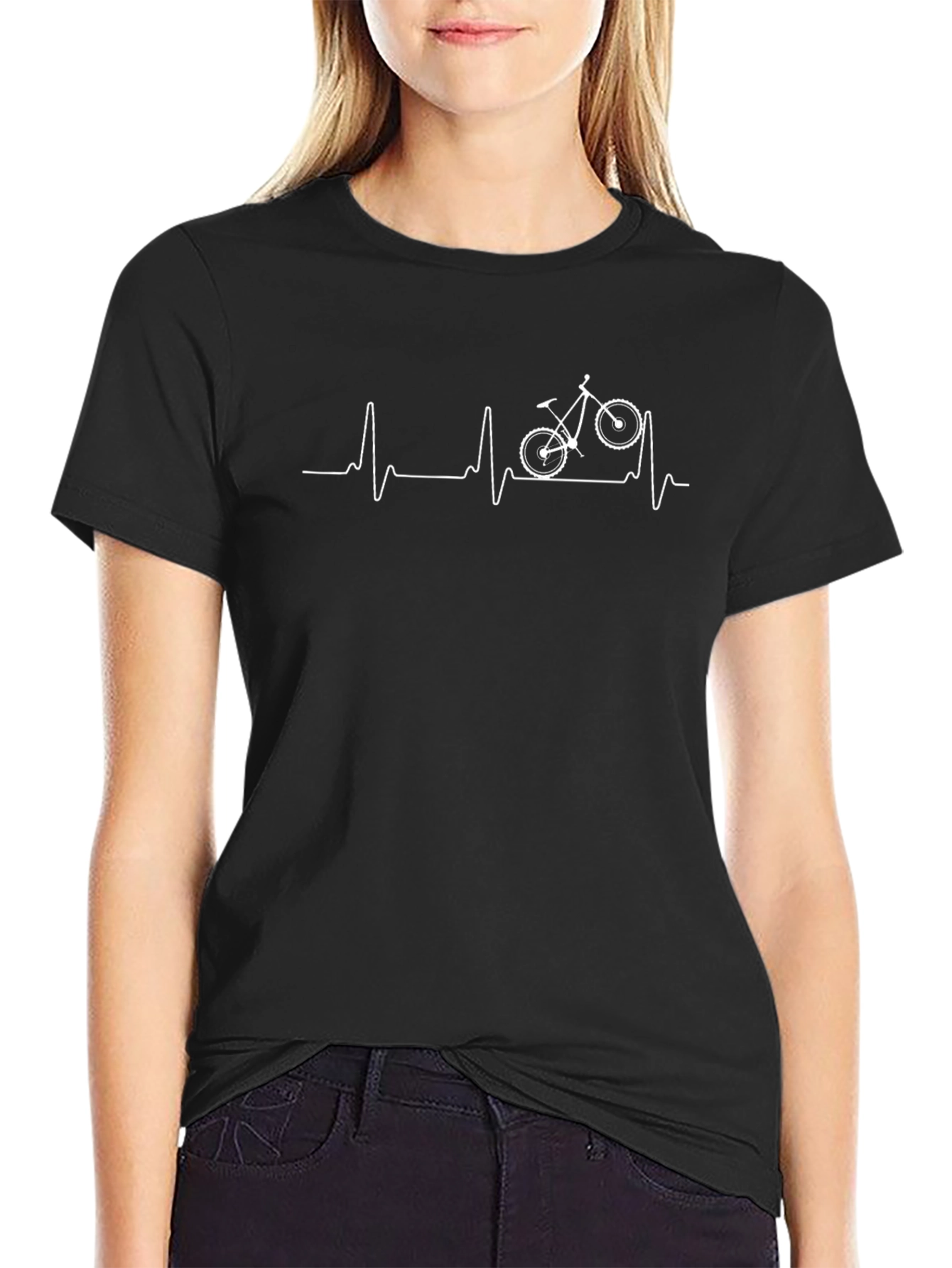 Cycling Heartbeat Graphic Tee - Black T-Shirt