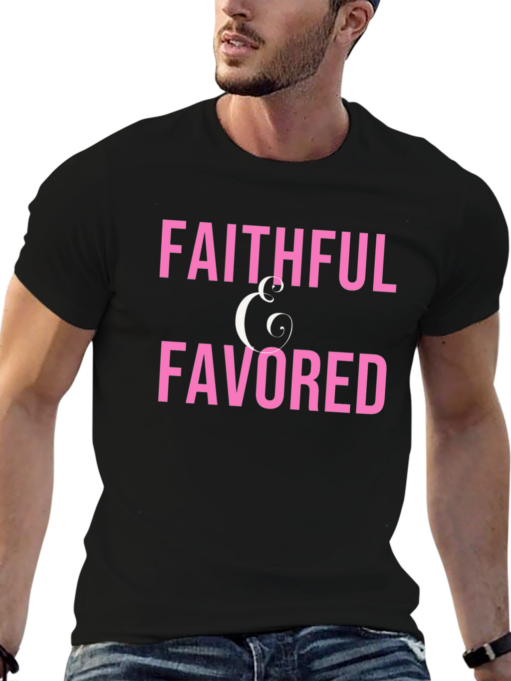 Faithful & Favored Graphic T-Shirt - Black