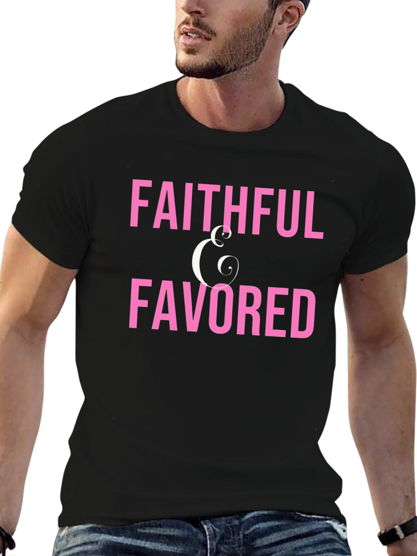 Faithful & Favored Graphic T-Shirt - Black