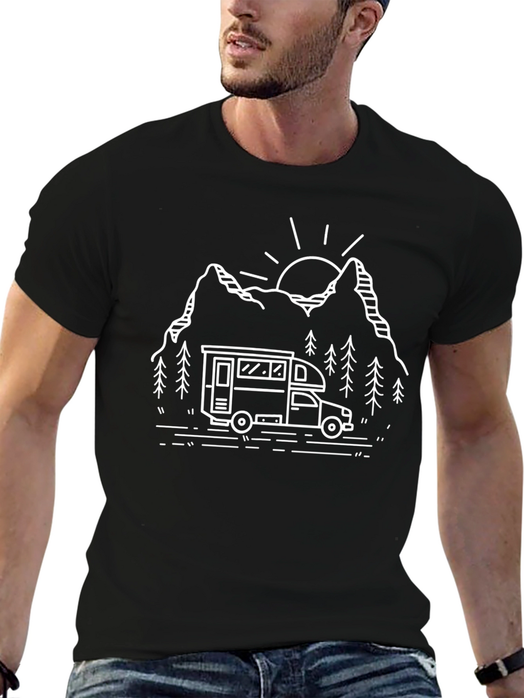 Adventure Camper Graphic T-Shirt - Black