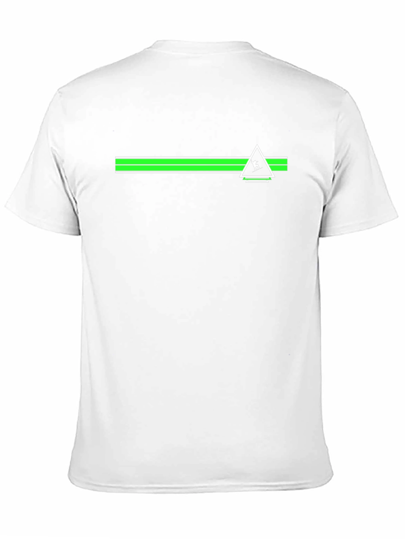 Geometric Green Striped Graphic Black T-Shirt