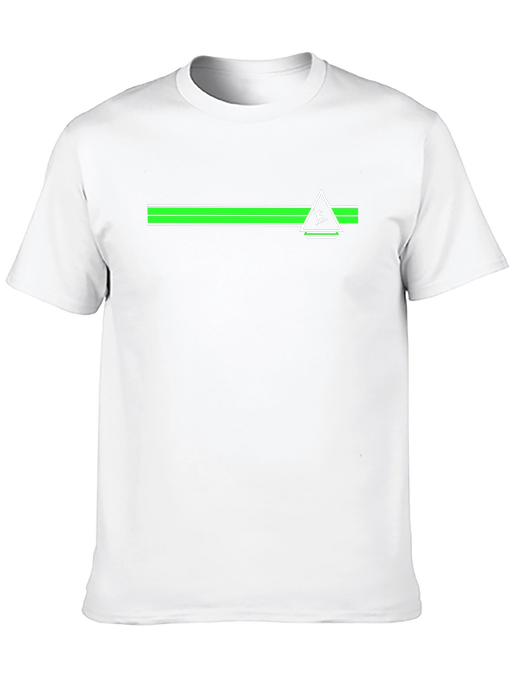 Geometric Green Striped Graphic Black T-Shirt