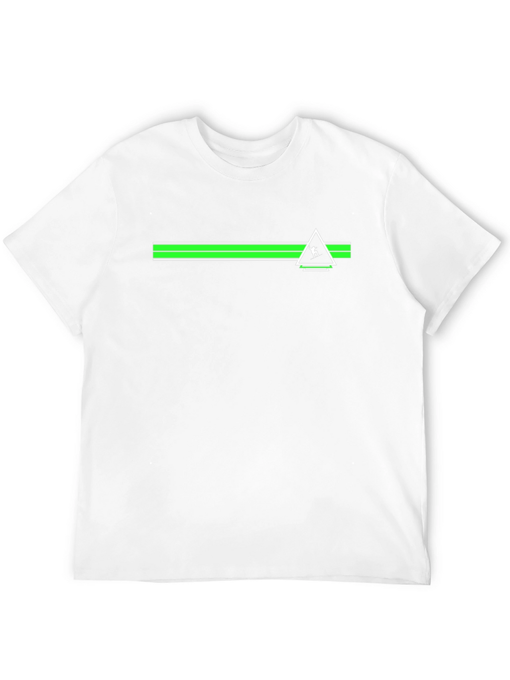 Geometric Green Striped Graphic Black T-Shirt